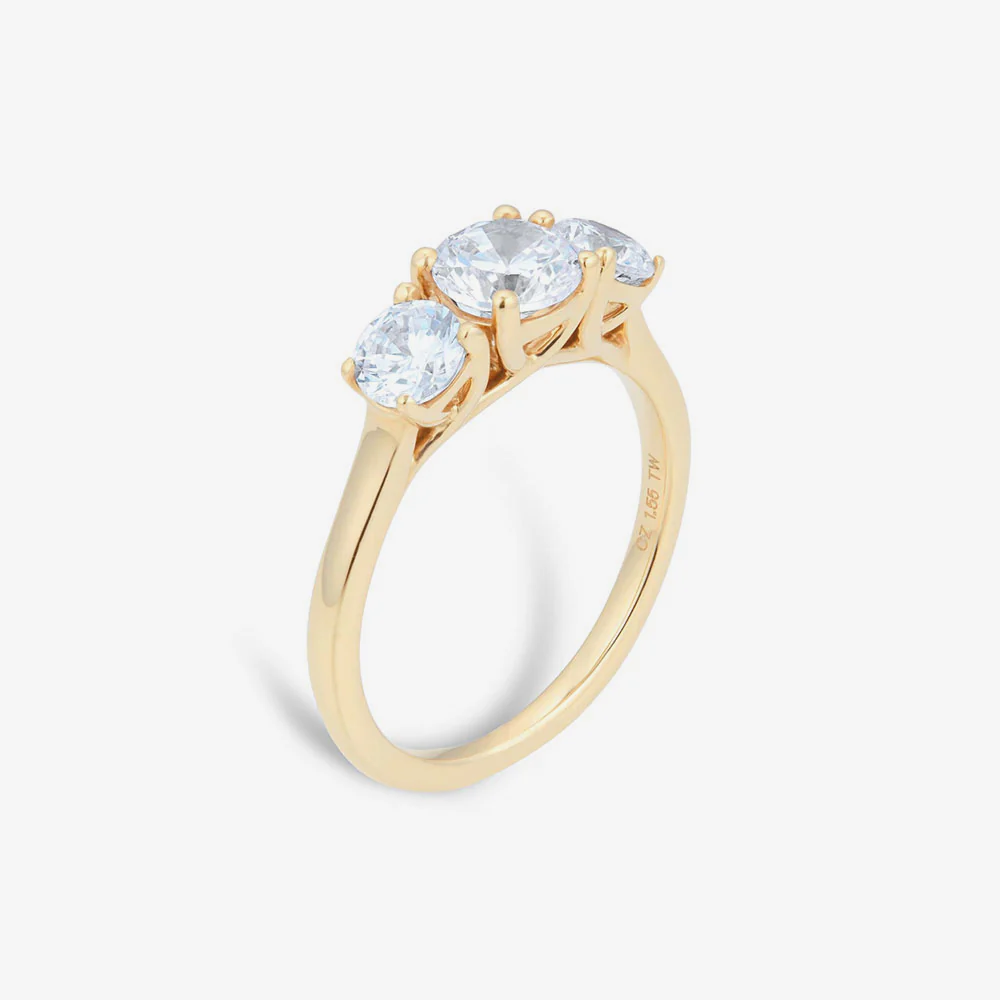 18ct Yellow Gold Three Stone Engagement Ring - Image 3
